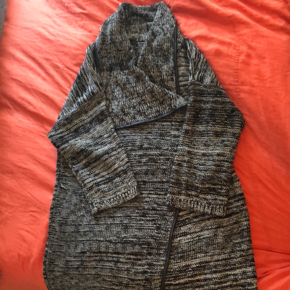Oversized wool sweater with leather trim (unworn)